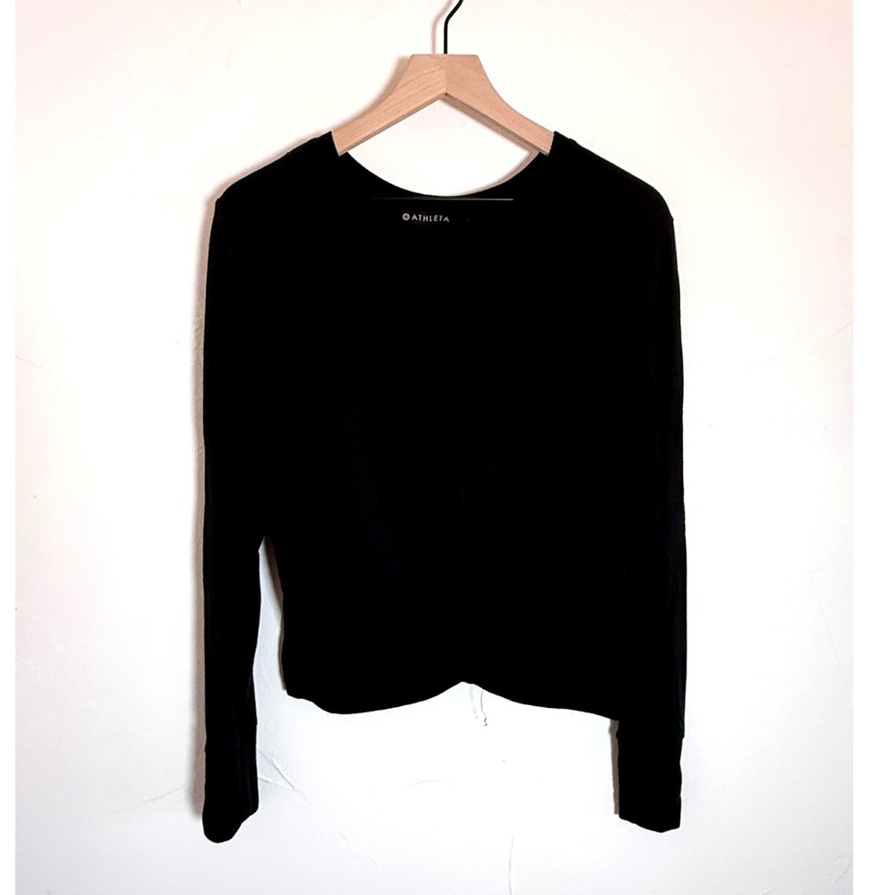 Athleta Twist Front Sweatshirt 211266 Black Nirvana Modal Top M